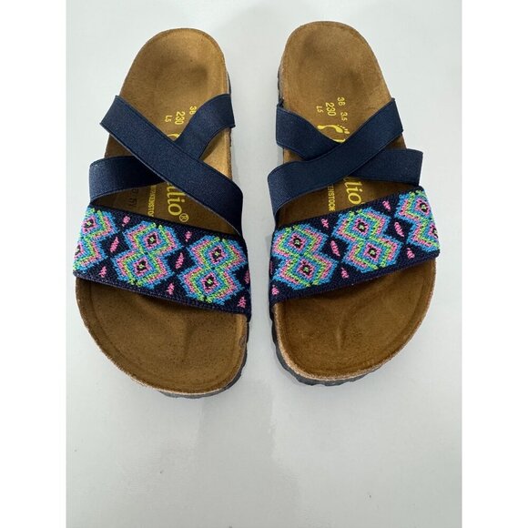 Birkenstock Shoes - NEW Birkenstock Papillio Aztec Dark Blue Slides Sandals Elastic EU 36 US 5 N